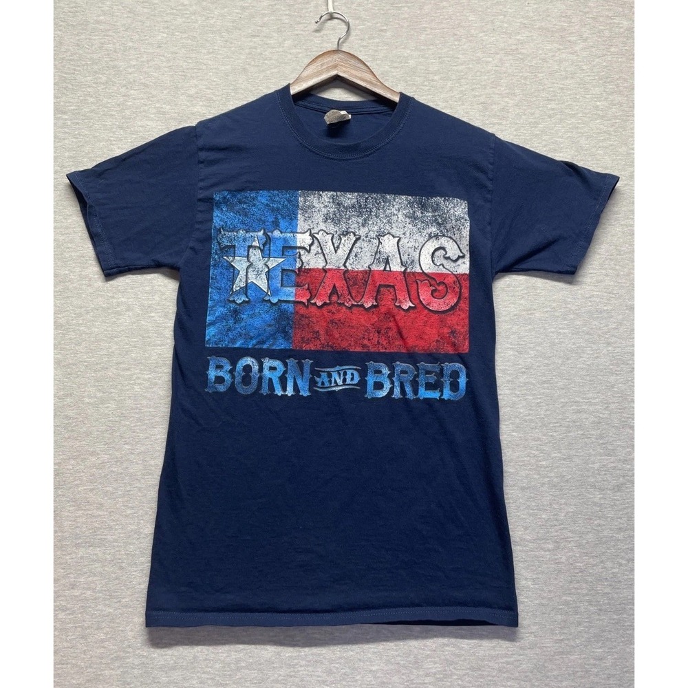 Fruit of the Loom Heavy HD Cotton T Shirt Mens S Navy Blue Texas Born And Bred